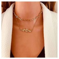 Europe And America Cross Border Ornament Vintage Alloy Snake Pendant Double Layer Necklace For Women Personalized Cold Style Necklace 17440 main image 1