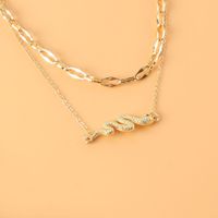 Europe And America Cross Border Ornament Vintage Alloy Snake Pendant Double Layer Necklace For Women Personalized Cold Style Necklace 17440 main image 4