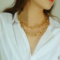 Europe And America Cross Border Fashion Necklace Personality Simple Gold Thick Chain Double Layer Necklace Ins Style Ornament 17910 main image 1