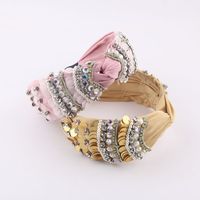 New Fashion European And American Style Fabric Rhinestone Pearl Sequined Personalized Headband Women's Dance Street Shooting Travel Hair Accessories Headdress main image 1