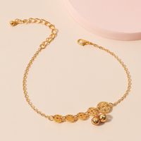 European And American New Popular Vintage Copper Coin Bell Imitation Gold Anklet Bracelet Female Geometric Hollow Circle Ancient Style Foot Ornaments main image 5