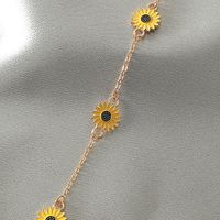 European And American New Oil Dripping Sunflower Beach Anklet Creative Personalized Fashion Sunflower Flower Little Daisy Anklet For Women main image 3