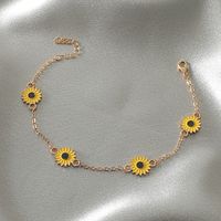 European And American New Oil Dripping Sunflower Beach Anklet Creative Personalized Fashion Sunflower Flower Little Daisy Anklet For Women main image 4