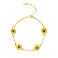 European And American New Oil Dripping Sunflower Beach Anklet Creative Personalized Fashion Sunflower Flower Little Daisy Anklet For Women main image 6