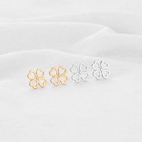 Simple Hollow Geometric Metal Heart Four-leaf Clover Earrings Wholesale Nihaojewelry main image 3