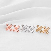 Simple Fashion Geometric Metal Bamboo Cross Earrings Wholesale Nihaojewelry main image 3