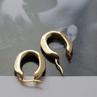 European And American Simple Style Frosted Fog Gold Matte Solid Oval Retro Ear Clip Earrings Autumn And Winter Titanium Steel Gold Plated main image 5