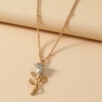 Wholesale Two-tone Rose Flower Necklace Nihaojewelry main image 3