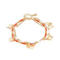 Wholesale Jewelry Three-layer Asymmetrical Beaded Butterfly Pendant Anklet Nihaojewelry sku image 1