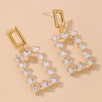 Wholesale Jewelry Hollow Rectangular Crystal Pendant Earrings Nihaojewelry sku image 1