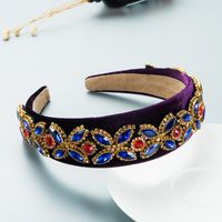 Wholesale Fashion Color Rhinestone Flowers Flannel Headband Nihaojewelry sku image 4