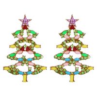 54729 Christmas All-match Earrings European And American Fashion Hot-selling New Arrival Cartoon Christmas Tree Earrings Rhinestone-encrusted Jewelry sku image 1