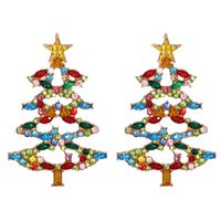 54729 Christmas All-match Earrings European And American Fashion Hot-selling New Arrival Cartoon Christmas Tree Earrings Rhinestone-encrusted Jewelry sku image 2