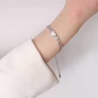 Wholesale Jewelry Wheat Chain White Heart-shaped Shell Titanium Steel Bracelet Nihaojewelry sku image 6