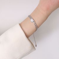 Wholesale Jewelry Wheat Chain White Heart-shaped Shell Titanium Steel Bracelet Nihaojewelry sku image 2