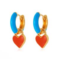 European And American Fashion Colorful Geometric Earrings Simple Alloy Dripping Heart Ear Clip Ins Cold Style Peach Heart Stud Earring Women sku image 1
