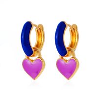 European And American Fashion Colorful Geometric Earrings Simple Alloy Dripping Heart Ear Clip Ins Cold Style Peach Heart Stud Earring Women sku image 2