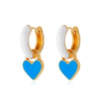 European And American Fashion Colorful Geometric Earrings Simple Alloy Dripping Heart Ear Clip Ins Cold Style Peach Heart Stud Earring Women sku image 3