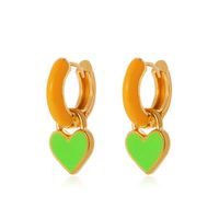 European And American Fashion Colorful Geometric Earrings Simple Alloy Dripping Heart Ear Clip Ins Cold Style Peach Heart Stud Earring Women sku image 4