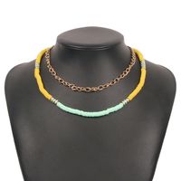 N9043 Bohemian Ethnic Style Vintage Necklace Color Leather Cushion Double-layer Clavicle Chain Simple Temperament Necklace Women sku image 1