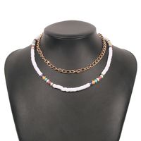 N9043 Bohemian Ethnic Style Vintage Necklace Color Leather Cushion Double-layer Clavicle Chain Simple Temperament Necklace Women sku image 4