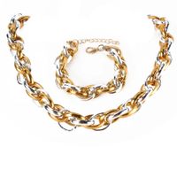 Wholesale Jewelry Retro Mixed Color Thick Chain Necklace Bracelet Set Nihaojewelry sku image 1