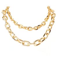 Europe And America Cross Border Fashion Necklace Personality Simple Gold Thick Chain Double Layer Necklace Ins Style Ornament 17910 sku image 1