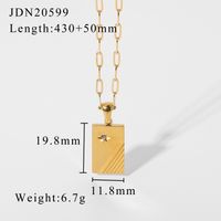 Wholesale Jewelry Star Zircon Striped Rectangular Pendant Stainless Steel Necklace Nihaojewelry sku image 1