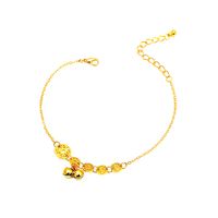 European And American New Popular Vintage Copper Coin Bell Imitation Gold Anklet Bracelet Female Geometric Hollow Circle Ancient Style Foot Ornaments sku image 1