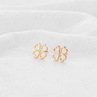 Simple Hollow Geometric Metal Heart Four-leaf Clover Earrings Wholesale Nihaojewelry sku image 1