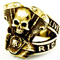 Evil Spirit Knight Skull Engine Ring European And American Punk Personality Retro Biker's Ring Exclusive For Cross-border sku image 2