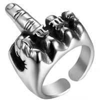 Retro Fist Middle Finger Opening Adjustable Ring Wholesale Nihaojewelry sku image 1