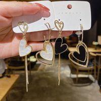 Wholesale Jewelry Double Heart Asymmetrical Tassel Earrings Nihaojewelry main image 4