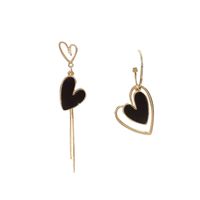 Wholesale Jewelry Double Heart Asymmetrical Tassel Earrings Nihaojewelry main image 6