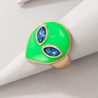 Wholesale New Style Green Mask Face Diamond Alien Ring Nihaojewelry main image 1