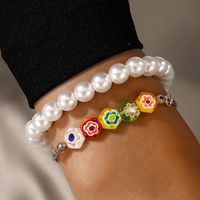 Wholesale Korean White Pearl Color Flower Shape Bracelet Nihaojewelry main image 3