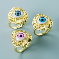 Fashion Hollow Devil's Eye Shape Copper Oil Drop Eye Ring Wholesale Nihaojewelry main image 1