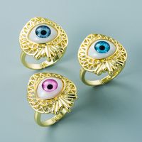 Fashion Hollow Devil's Eye Shape Copper Oil Drop Eye Ring Wholesale Nihaojewelry main image 2
