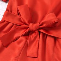 Solid Color Puff Sleeves Single-breasted Bow Belts Children's Jumpsuit Wholesale Nihaojewelry main image 3