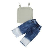 Children's Sling Tops Gradient Denim Fringed Trousers Two-piece Wholesale Nihaojewelry main image 6