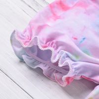 Cross-border Foreign Trade Children's Clothing Girls' European And American Style Tie-dyed Puff Sleeve Pullover With Belt Ripped Denim Shorts main image 3