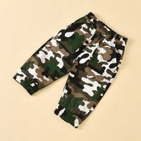 Solid Color Flying Sleeves Single-breasted Jacket Camouflage Pants Children's Suits Wholesale Nihaojewelry main image 3