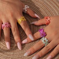 Simple Hollow Candy Color Flower Acrylic Ring Wholesale Nihaojewelry main image 1