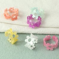 Simple Hollow Candy Color Flower Acrylic Ring Wholesale Nihaojewelry main image 6