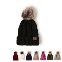 Korean Style Warm Leather Label Fur Ball Knitted Hat Wholesale Nihaojewelry main image 1