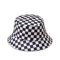 Korean Style Fashionable Black And White Plaid Hat Women's Wide Brim Face Slimming Sun-proof Basin Hat Hip Hop Japanese Fashionable Bucket Hat Men main image 1