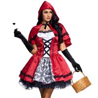 Halloween Party Cosplay Little Red Riding Hood Print Lace Dress Wholesale Nihaojewelry main image 1