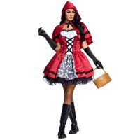 Halloween Party Cosplay Little Red Riding Hood Print Lace Dress Wholesale Nihaojewelry main image 3