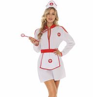 زي ممرضة Sexy Nurse ملابس الألعاب الأوروبية والأمريكية ليلة حفلة المسرح فستان ممرزة ممرضة بيضاء main image 3