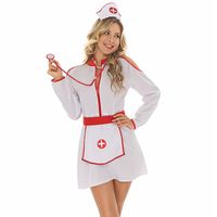 زي ممرضة Sexy Nurse ملابس الألعاب الأوروبية والأمريكية ليلة حفلة المسرح فستان ممرزة ممرضة بيضاء main image 4